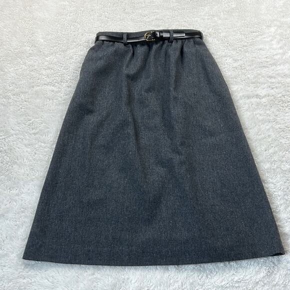 Vintage 80s Andrea york by Farah grey belted midi skirt, size 8 - Picture 1 of 6